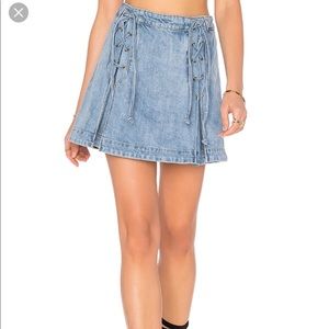 Free People Denim lace up skirt